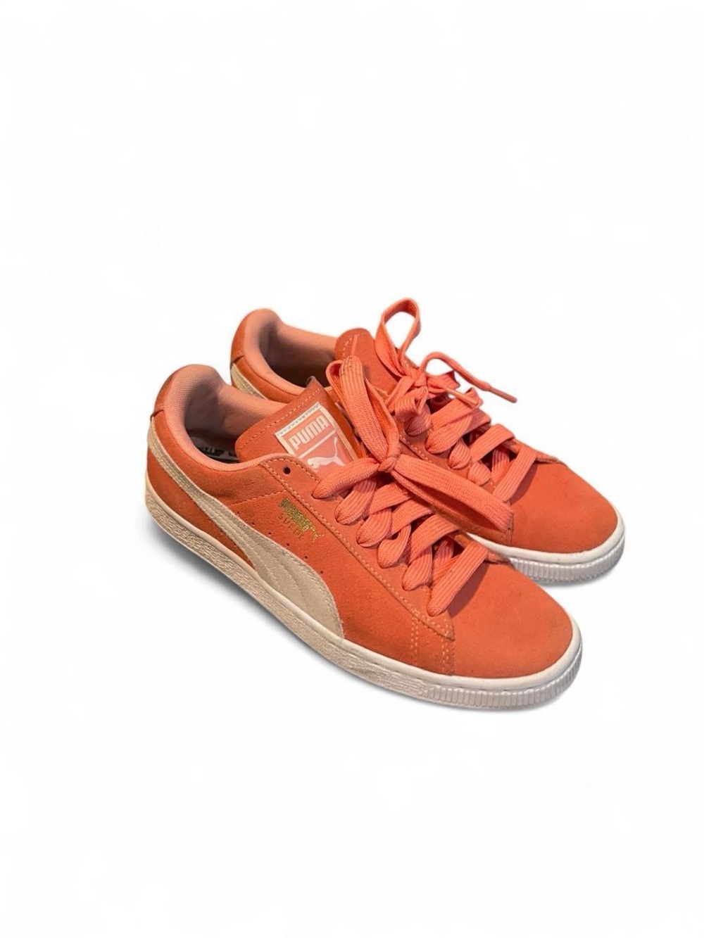 Puma Salmon Suede Low-Top Sneakers with Cream Formstripe